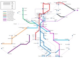 The 9 selected corridors in 'metro' format The 9 selected corridors in 'metro' format